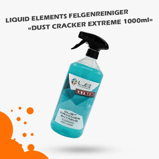 Der Liquid Elements Dust Cracker Extreme ist der leistungsstärkste ph-hautneutrale Felgenreiniger auf dem Fahrzeugpflege Markt!